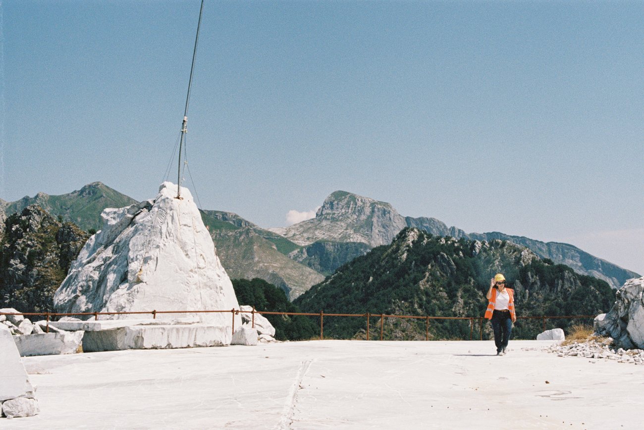Quarry road high in the Italian marble mountains