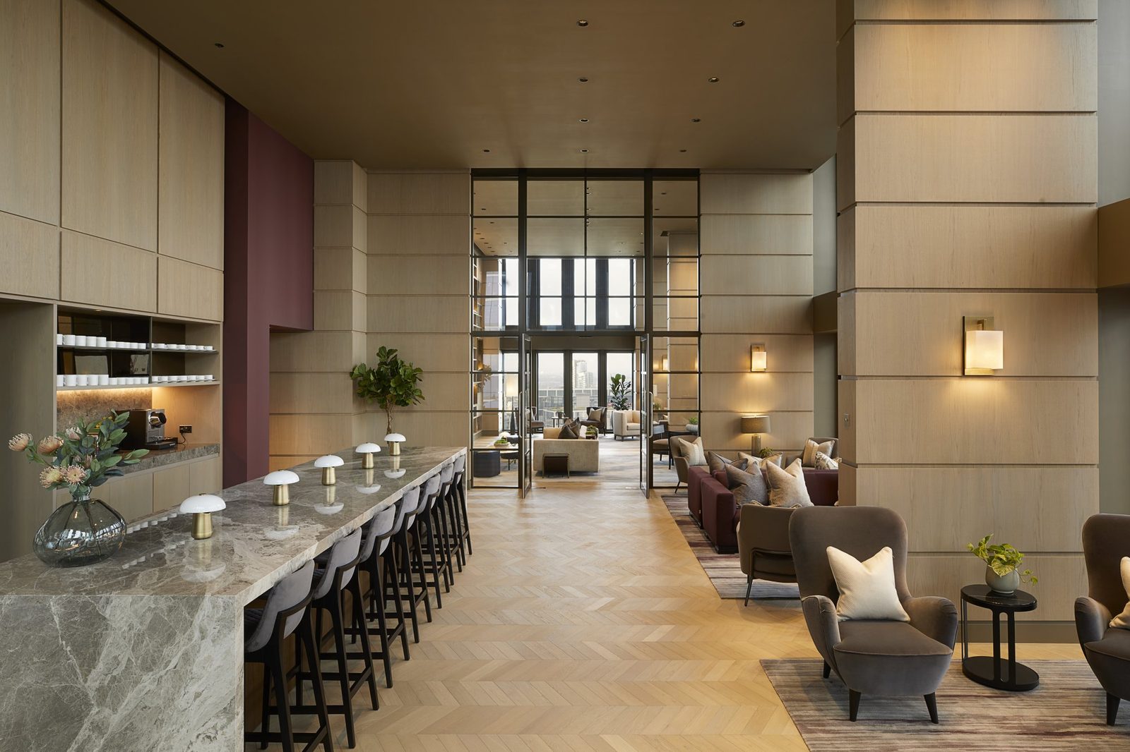 Bishopsgate — City of London Emperador Light & Bardiglio Marble - Commercial