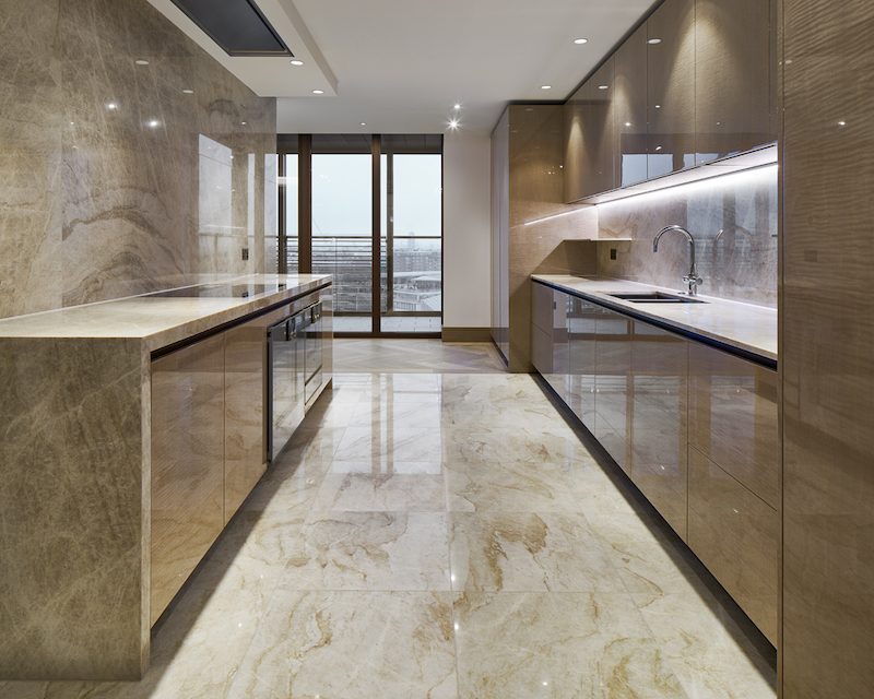 Taj Mahal Polished Finish splashbacks and worktops — Chiltern Place, Roma Marble