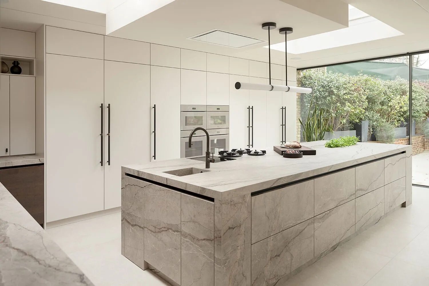 The Marazzi Porcelain was chosen for its visual austerity — Highgate, Roma Marble