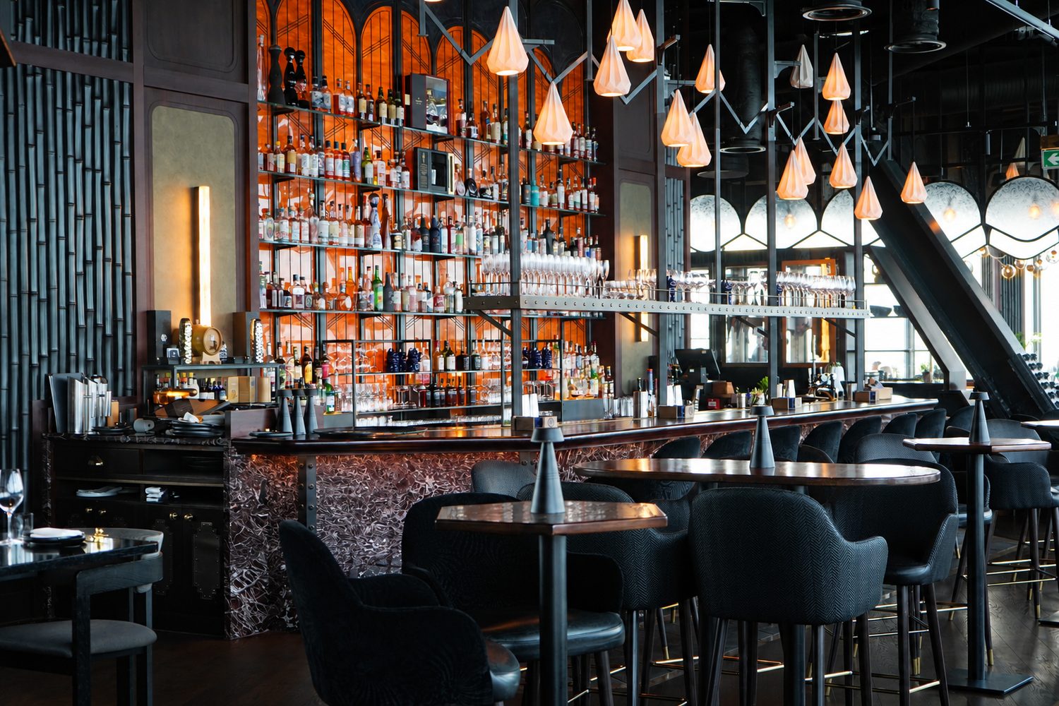 Lucky Cat Bishopsgate - Rosso Levanto marble bar - Commercial