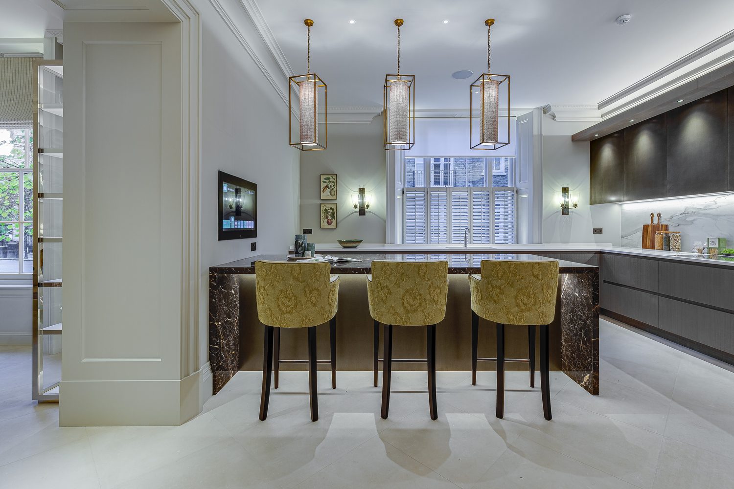 Dark Emperador kitchen by Roma Marble, London
