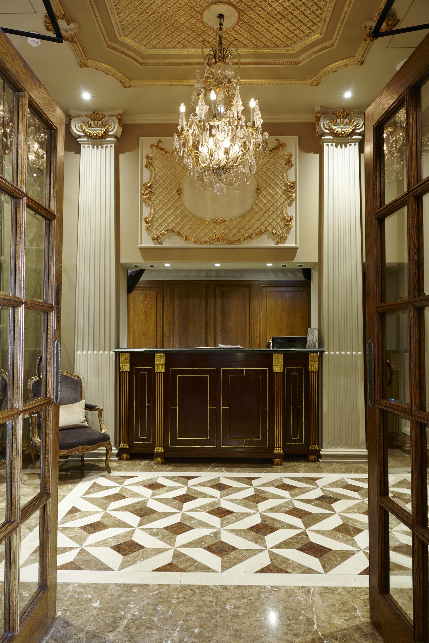 Light Emperador, Dark Emperador & Crema Marfil hallway by Roma Marble, London