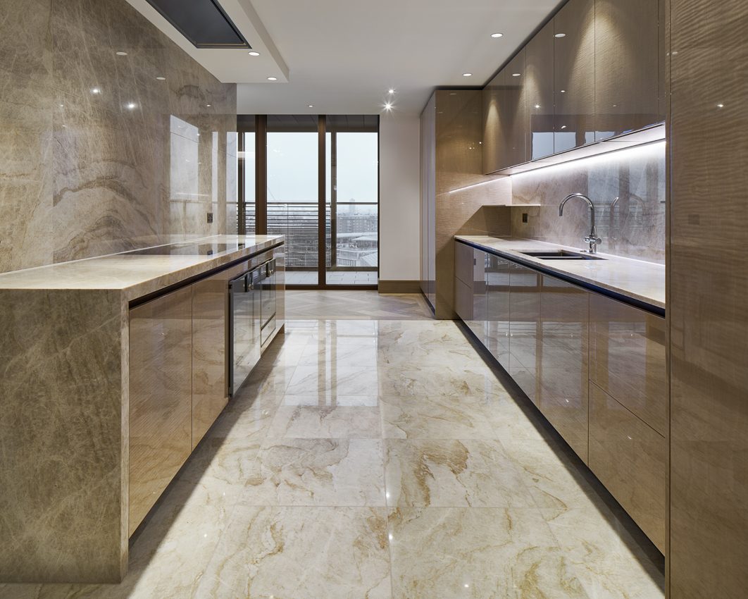 Marron Imperiale Striato kitchen by Roma Marble, London