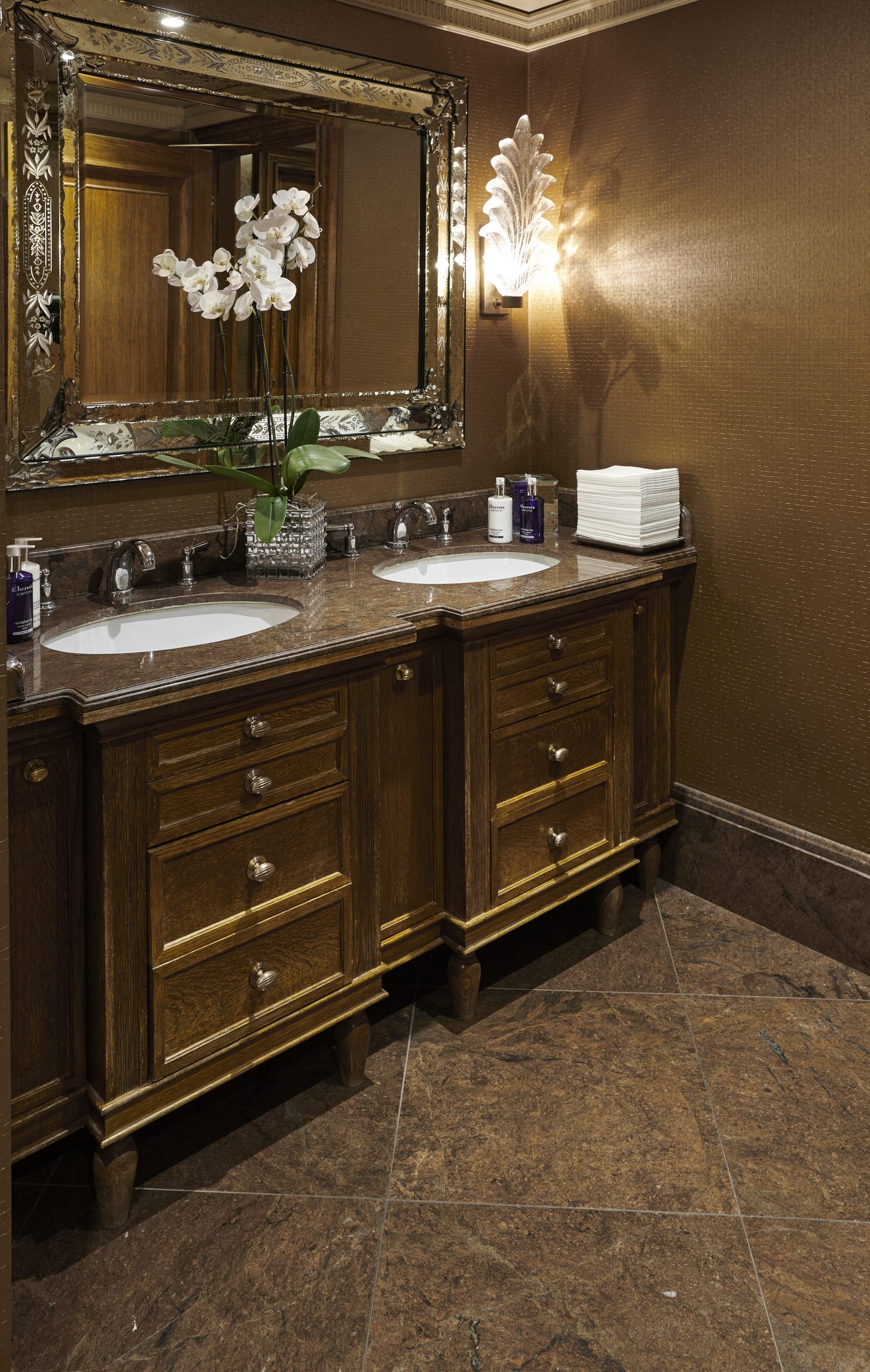 Red Malibu bathroom by Roma Marble, London