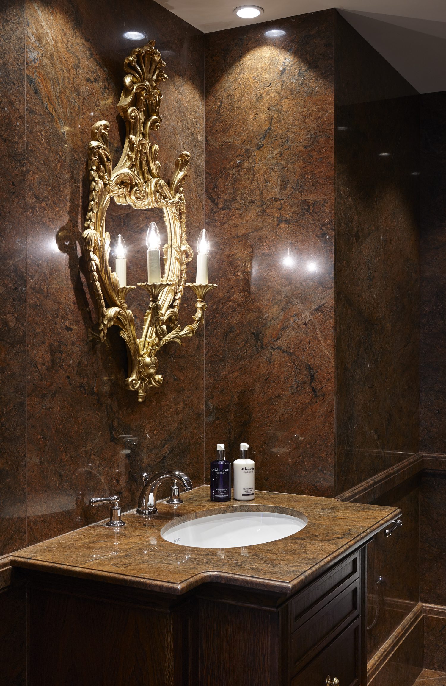 Red Malibu bathroom by Roma Marble, London