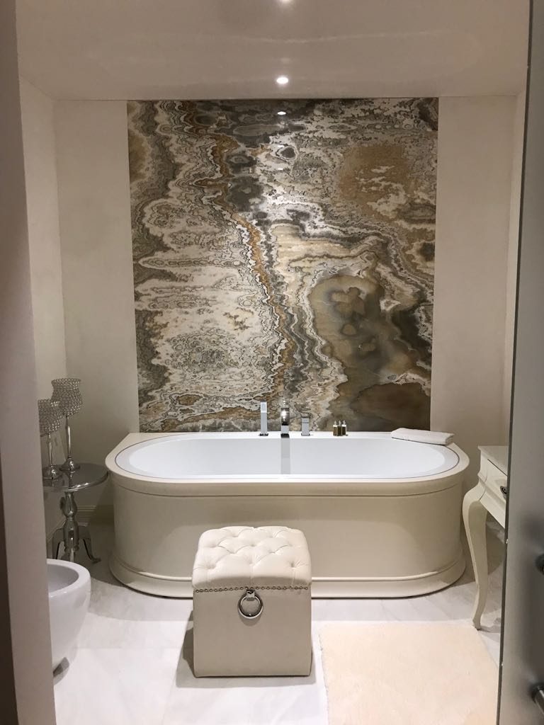 Travertino bathroom by Roma Marble, London